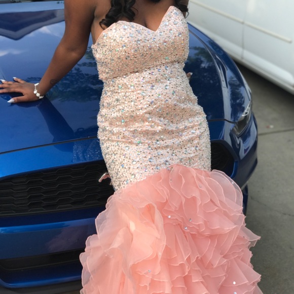 Pink Rhinestone Prom Dress - Picture 5 of 8